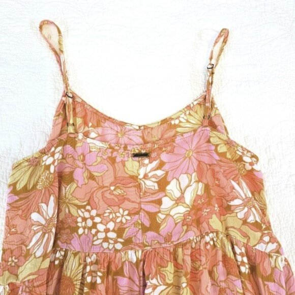 Billabong Women's Sundress Size XL Mini Dress Tiered Orange Vacation Boho Flowy - Picture 12 of 15